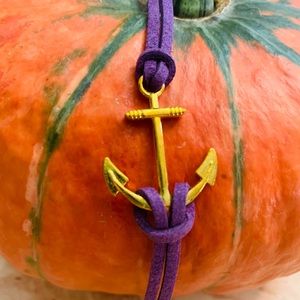 Purple and gold anchor bracelet